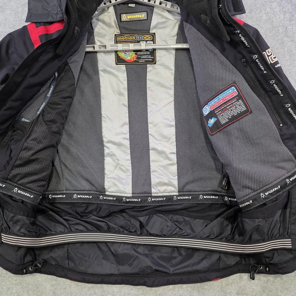 Volkl Motiontex Jacket Mens Medium Black Hooded Ski Waterproof Insulated Pockets